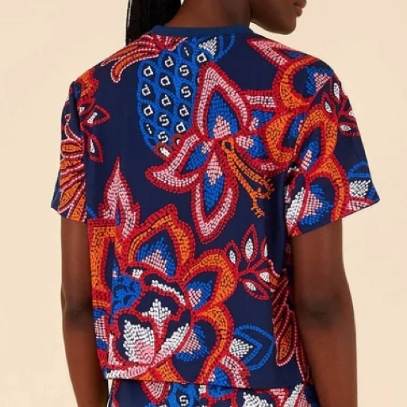 Farm Rio & Adidas Collaboration GFX Blue Tee Tropical Print Plus Size 4X - Picture 2 of 8